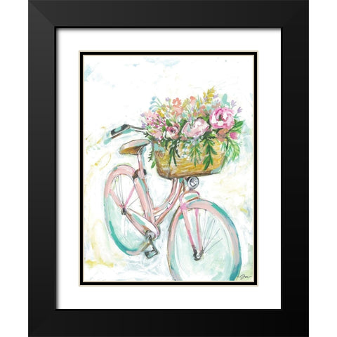 Bicycle with Flower Basket Black Modern Wood Framed Art Print with Double Matting by Mingo, Jessica