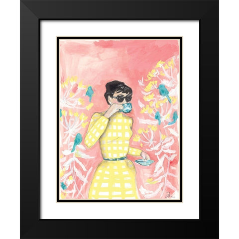 Coffee in the Aviary   Black Modern Wood Framed Art Print with Double Matting by Mingo, Jessica