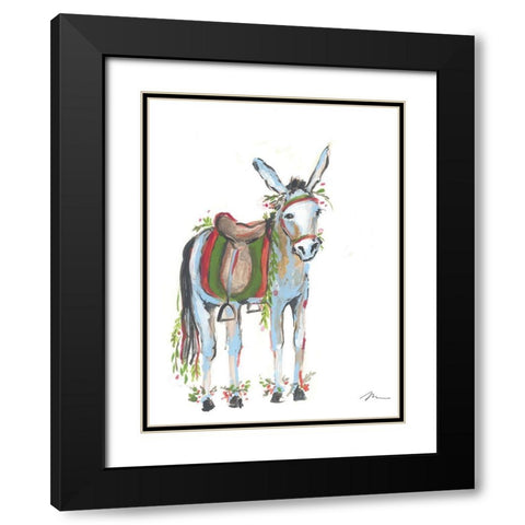 Christmas Donkey I Black Modern Wood Framed Art Print with Double Matting by Mingo, Jessica