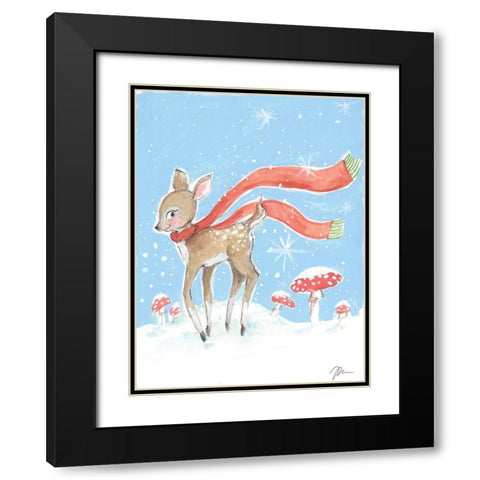 Christmas Deer Black Modern Wood Framed Art Print with Double Matting by Mingo, Jessica