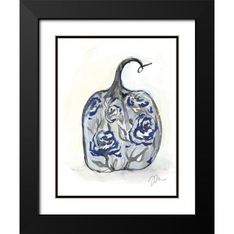 Floral Pumpkin Black Modern Wood Framed Art Print with Double Matting by Mingo, Jessica
