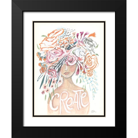 Floral Crown Black Modern Wood Framed Art Print with Double Matting by Mingo, Jessica