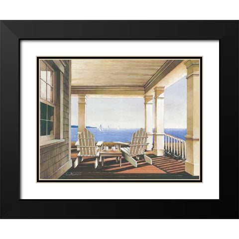 Veranda View Black Modern Wood Framed Art Print with Double Matting by Rossini, John