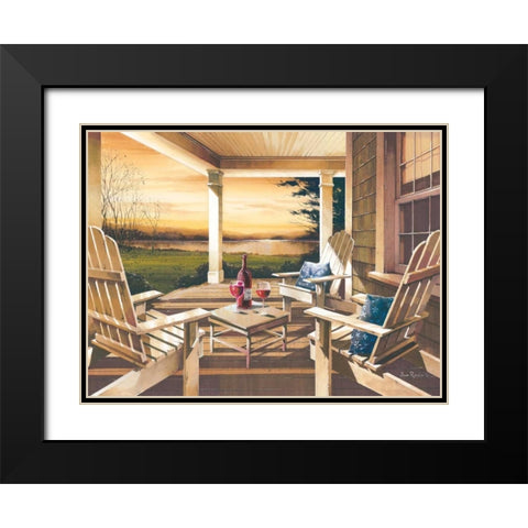 Sunset with Wine Black Modern Wood Framed Art Print with Double Matting by Rossini, John
