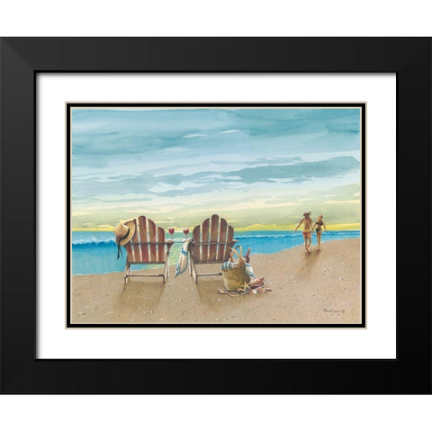 A Walk Along the Beach Black Modern Wood Framed Art Print with Double Matting by Rossini, John