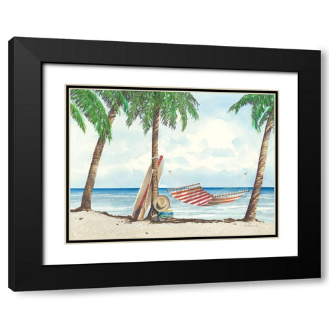 Under the Palms Black Modern Wood Framed Art Print with Double Matting by Rossini, John