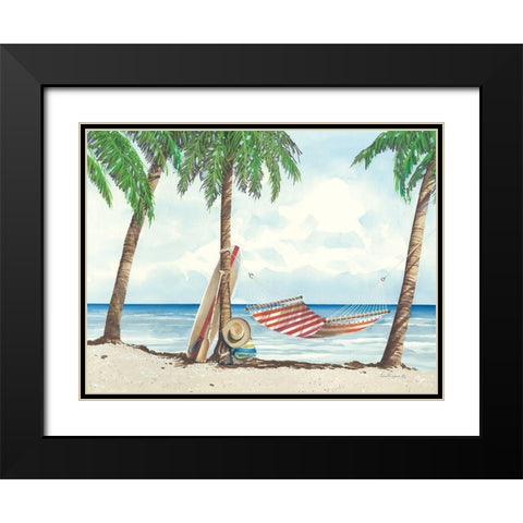 Under the Palms Black Modern Wood Framed Art Print with Double Matting by Rossini, John
