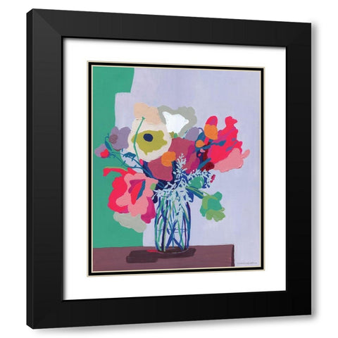 Hot Pink Cut Out Black Modern Wood Framed Art Print with Double Matting by Kamdon Kreations