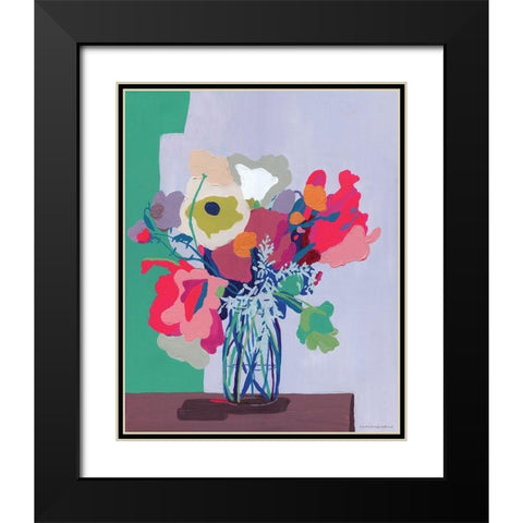 Hot Pink Cut Out Black Modern Wood Framed Art Print with Double Matting by Kamdon Kreations