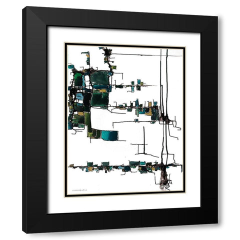 Stain Glass Black Modern Wood Framed Art Print with Double Matting by Kamdon Kreations