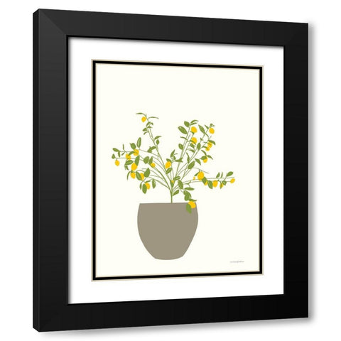 Lemon Tree Black Modern Wood Framed Art Print with Double Matting by Kamdon Kreations