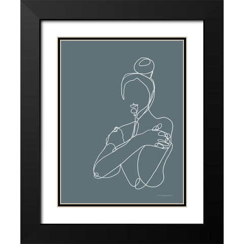 Messy Bun Black Modern Wood Framed Art Print with Double Matting by Kamdon Kreations