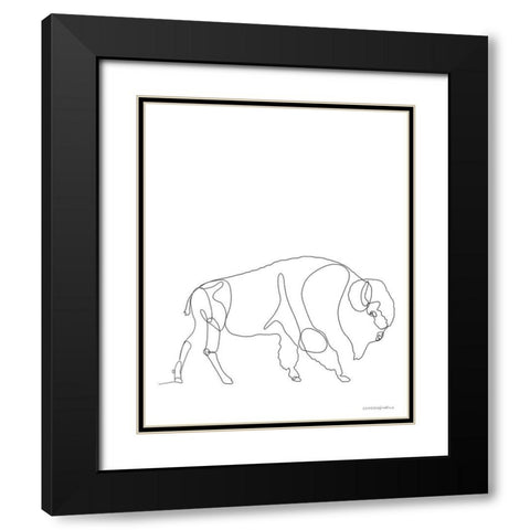 Bison Black Modern Wood Framed Art Print with Double Matting by Kamdon Kreations