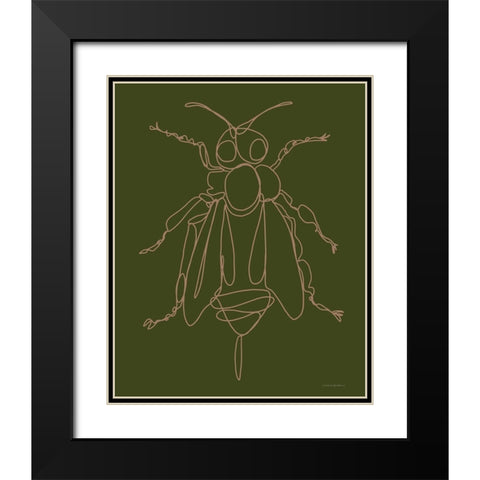 Bee Black Modern Wood Framed Art Print with Double Matting by Kamdon Kreations