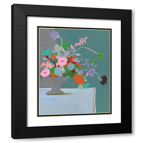 Wild Stripes Black Modern Wood Framed Art Print with Double Matting by Kamdon Kreations