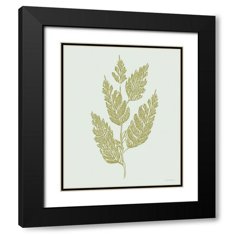 Spring Sprig Black Modern Wood Framed Art Print with Double Matting by Kamdon Kreations