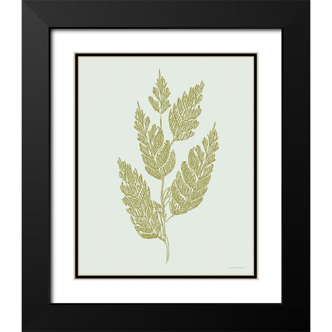 Spring Sprig Black Modern Wood Framed Art Print with Double Matting by Kamdon Kreations