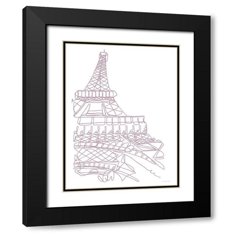 Eiffel Tower Black Modern Wood Framed Art Print with Double Matting by Kamdon Kreations