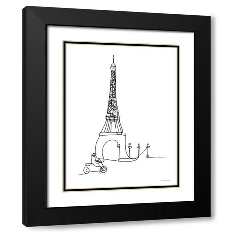 Vespa Ride Black Modern Wood Framed Art Print with Double Matting by Kamdon Kreations