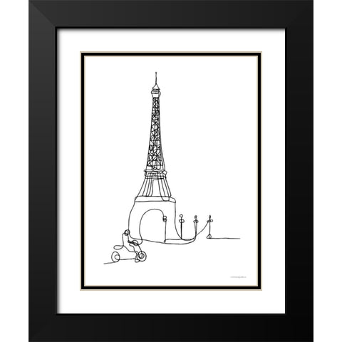 Vespa Ride Black Modern Wood Framed Art Print with Double Matting by Kamdon Kreations