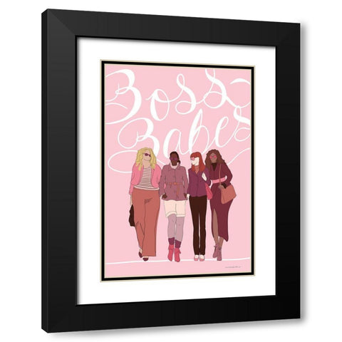 Boss Babes Black Modern Wood Framed Art Print with Double Matting by Kamdon Kreations