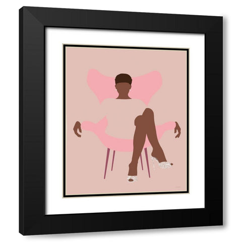 Halle Black Modern Wood Framed Art Print with Double Matting by Kamdon Kreations