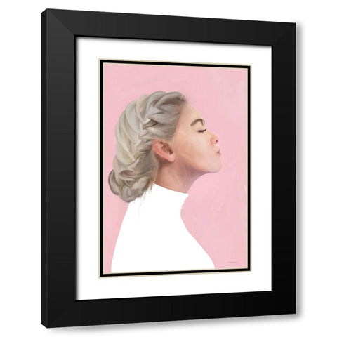 First Kiss Black Modern Wood Framed Art Print with Double Matting by Kamdon Kreations