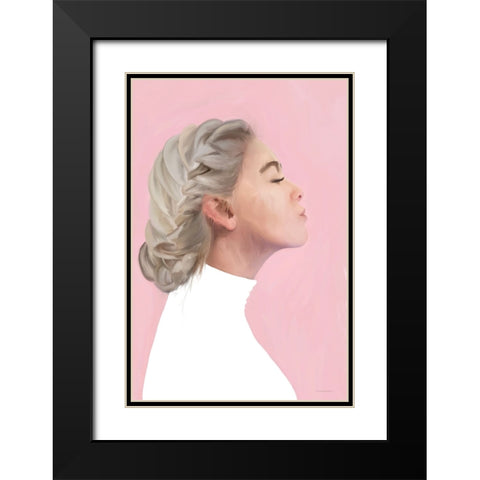 First Kiss Black Modern Wood Framed Art Print with Double Matting by Kamdon Kreations