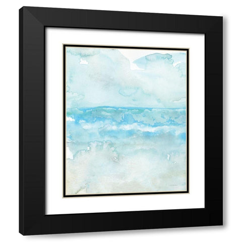 Aqua Waves    Black Modern Wood Framed Art Print with Double Matting by Kamdon Kreations