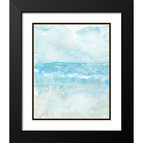 Aqua Waves    Black Modern Wood Framed Art Print with Double Matting by Kamdon Kreations