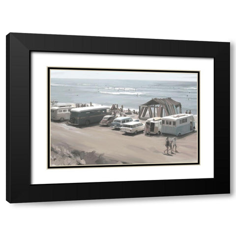 Catch the Wave Black Modern Wood Framed Art Print with Double Matting by Kamdon Kreations