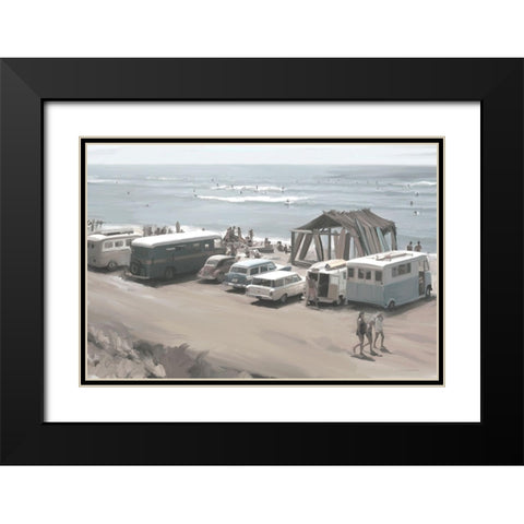 Catch the Wave Black Modern Wood Framed Art Print with Double Matting by Kamdon Kreations