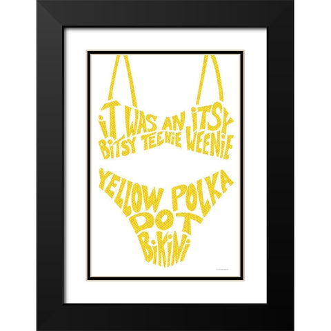 Yellow Polka Dot Bikini Black Modern Wood Framed Art Print with Double Matting by Kamdon Kreations