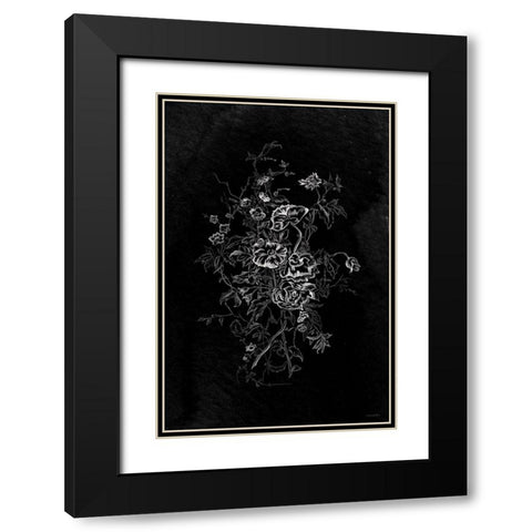 Lacey Flowers Black Modern Wood Framed Art Print with Double Matting by Kamdon Kreations