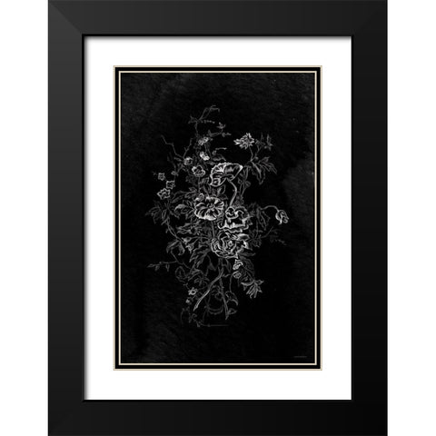 Lacey Flowers Black Modern Wood Framed Art Print with Double Matting by Kamdon Kreations