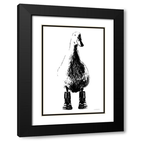 Duck in Docs Black Modern Wood Framed Art Print with Double Matting by Kamdon Kreations
