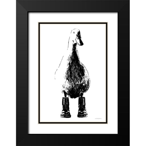 Duck in Docs Black Modern Wood Framed Art Print with Double Matting by Kamdon Kreations