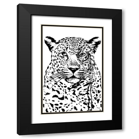 Cheeky Cheetah Black Modern Wood Framed Art Print with Double Matting by Kamdon Kreations