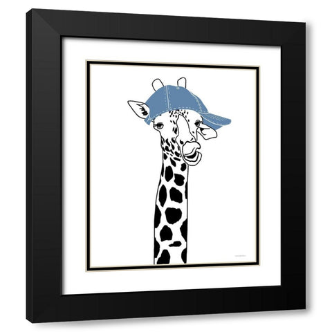 Team Roster Giraffe Black Modern Wood Framed Art Print with Double Matting by Kamdon Kreations