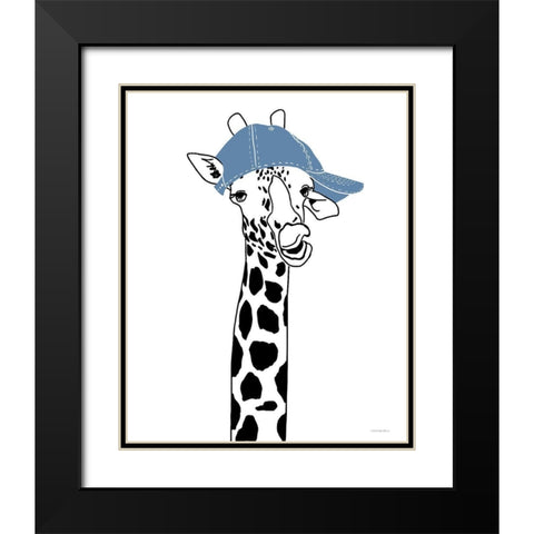 Team Roster Giraffe Black Modern Wood Framed Art Print with Double Matting by Kamdon Kreations