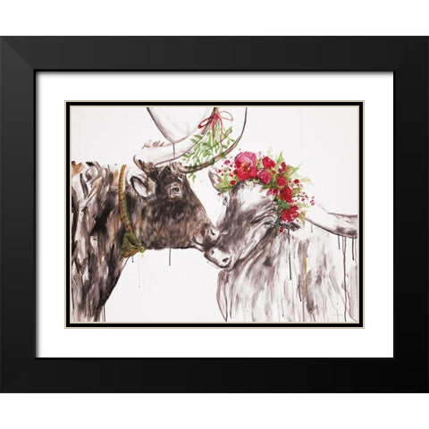 Under the Mistletoe Black Modern Wood Framed Art Print with Double Matting by Kamdon Kreations