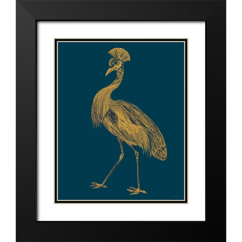 Gilded Crane Black Modern Wood Framed Art Print with Double Matting by Kamdon Kreations