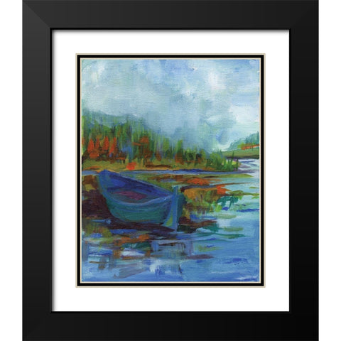 Blue River Black Modern Wood Framed Art Print with Double Matting by Kamdon Kreations