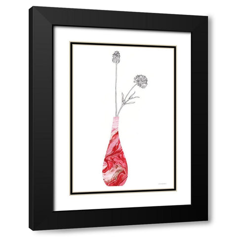 Pink Vase of Love Black Modern Wood Framed Art Print with Double Matting by Kamdon Kreations