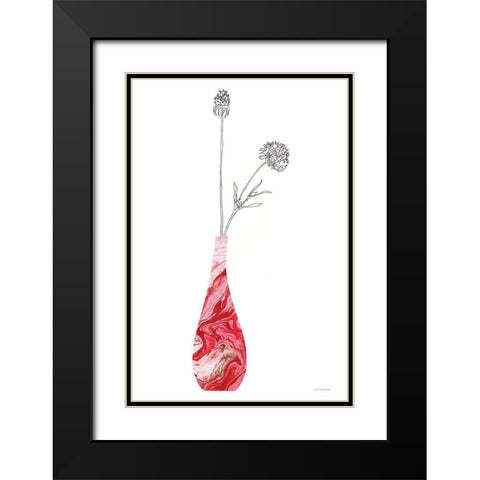 Pink Vase of Love Black Modern Wood Framed Art Print with Double Matting by Kamdon Kreations