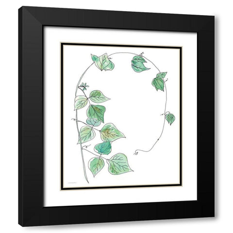 Curly Q Black Modern Wood Framed Art Print with Double Matting by Kamdon Kreations