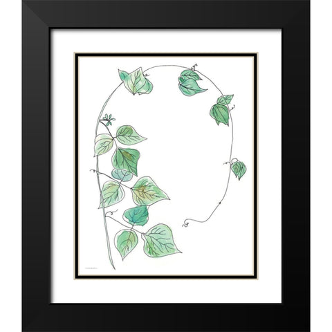 Curly Q Black Modern Wood Framed Art Print with Double Matting by Kamdon Kreations