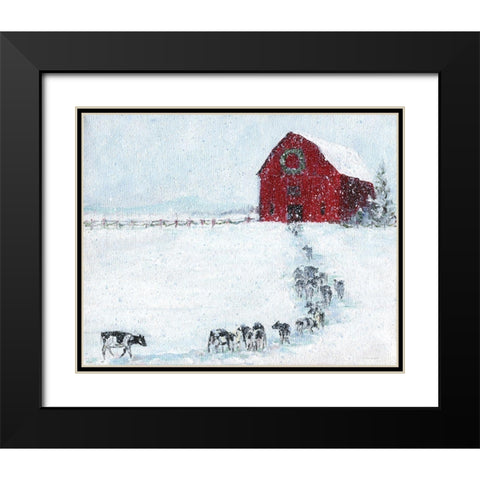 Last Cow in Before Christmas Black Modern Wood Framed Art Print with Double Matting by Kamdon Kreations