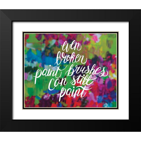 Broken Paintbrushes Black Modern Wood Framed Art Print with Double Matting by Kamdon Kreations