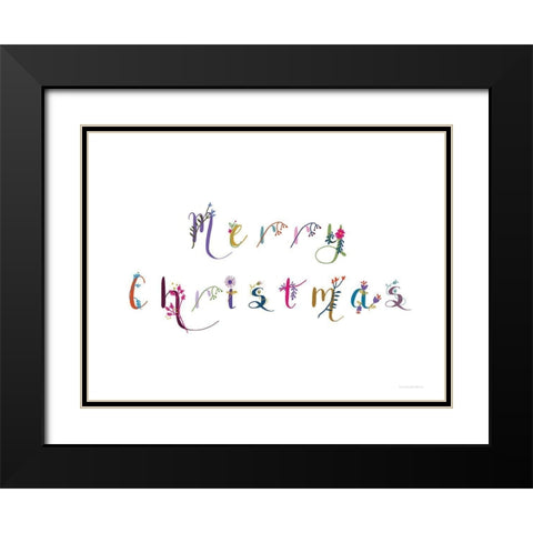 Boho Merry Christmas III Black Modern Wood Framed Art Print with Double Matting by Kamdon Kreations